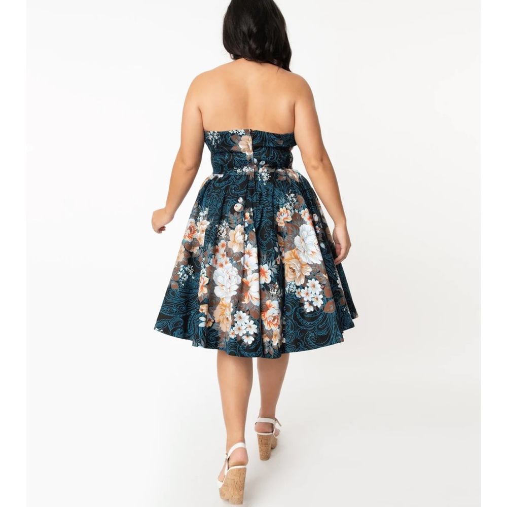 NWT UNIQUE VINTAGE NAVY ORCHARD SWING DRESS - Picture 8 of 11